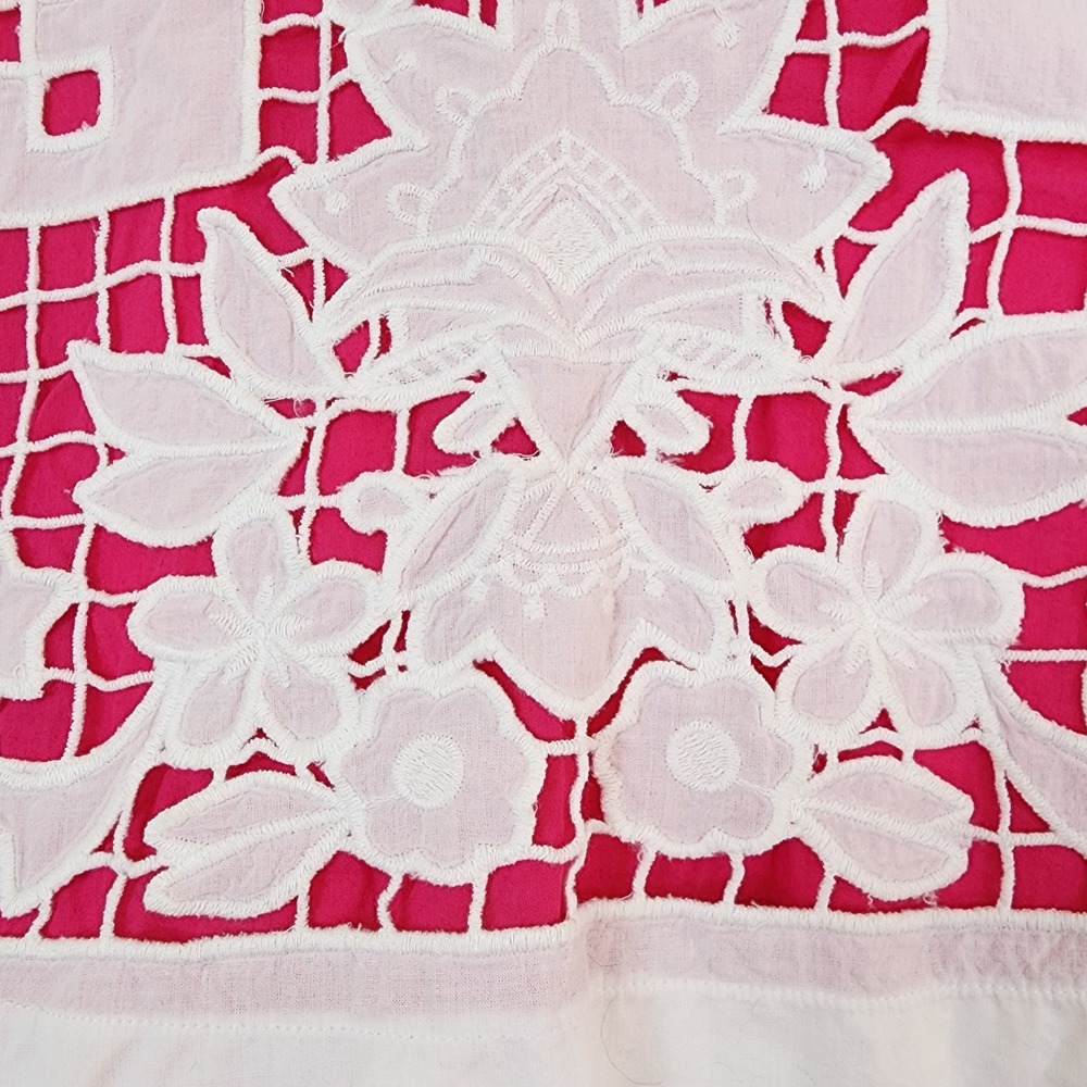 Catimini France Girls White Pink Lace Embroidered Dress Ruffles 100% Cotton Sz 4 - Picture 3 of 10